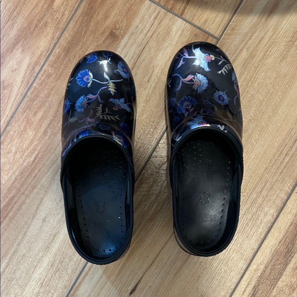 Dansko Black Floral Women's Mules